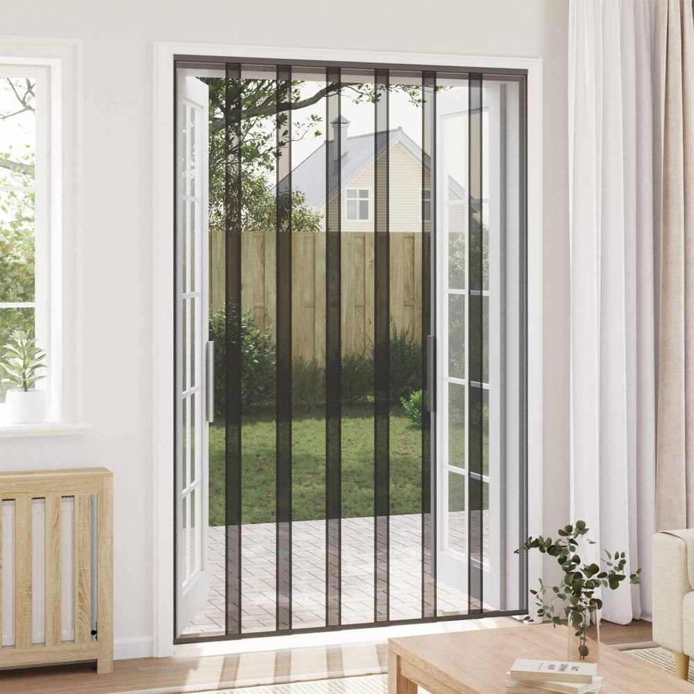 vidaXL Insektsdörr med nätgardin Svart 160 x 240 cm Polyester