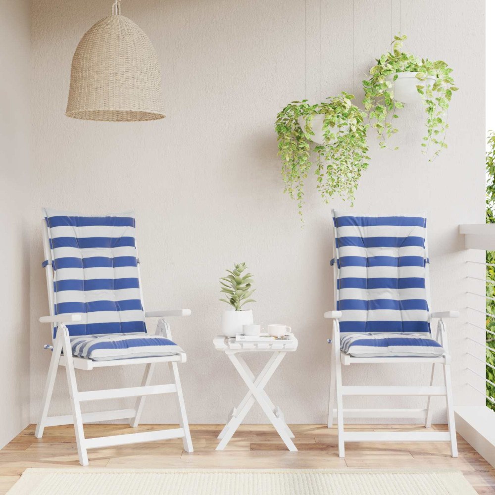 vidaXL Utomhuskudde 2 pcs Blå och Vit 120 x 50 x 7 cm Tyg