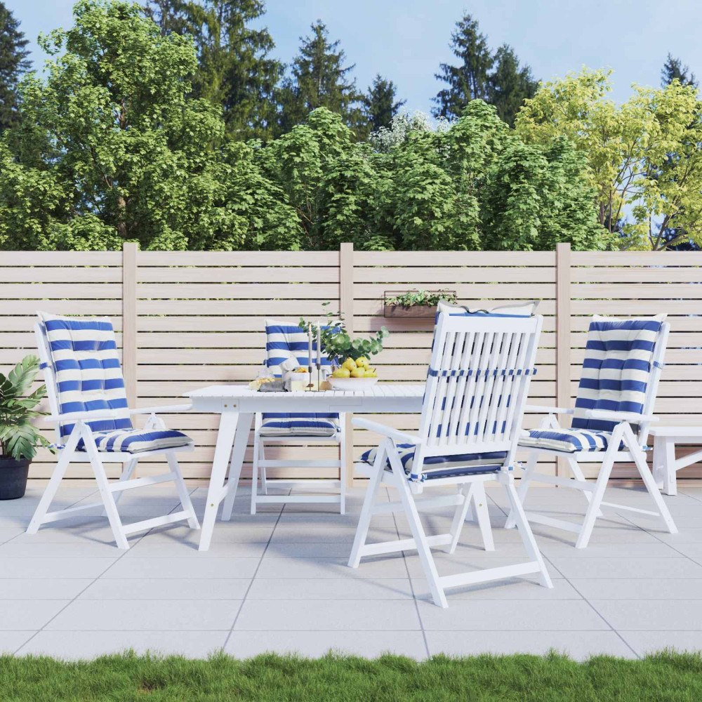vidaXL Utomhuskudde 4 pcs Blå och Vit 120 x 50 x 7 cm Tyg