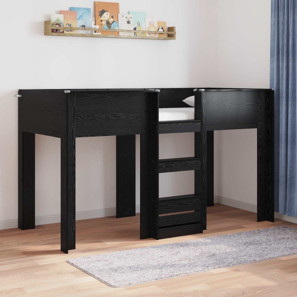 vidaXL Köksbädd för barn Svart Ek 75 x 190 cm Konstruerat trä