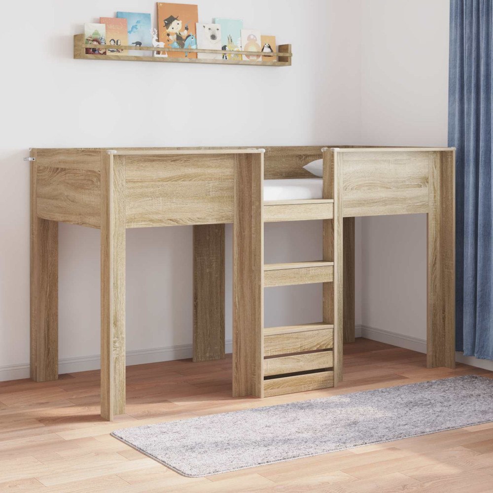 vidaXL Köksbädd för barn Sonoma-ek 75 x 190 cm Konstruerat trä