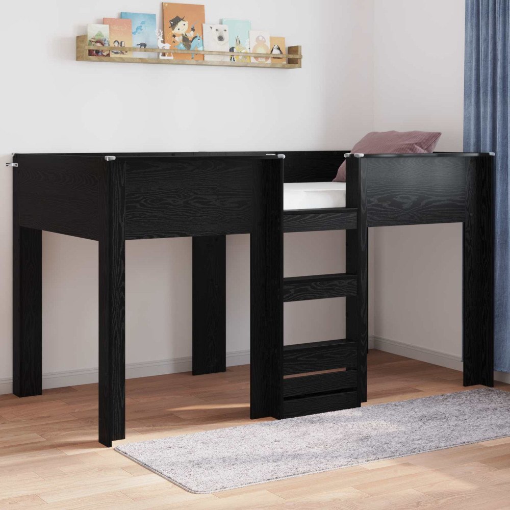 vidaXL Köksbädd för barn Svart Ek 80 x 200 cm Konstruerat trä