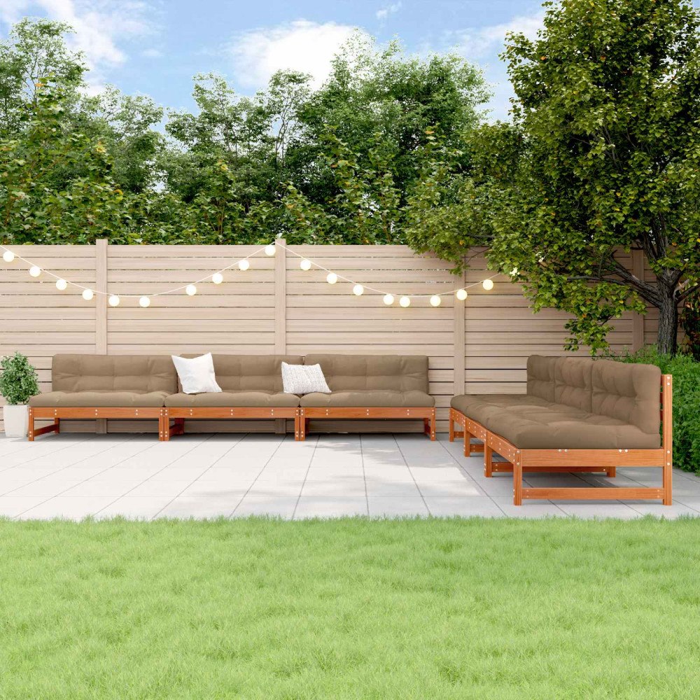 vidaXL Trädgård loungemöbler 6 pcs VaxBrun Massivt furu