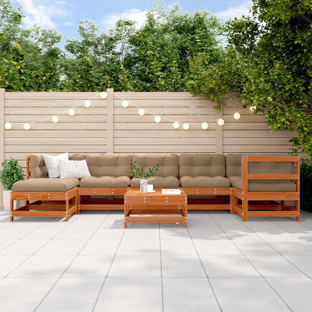 vidaXL Trädgård loungemöbler 8 pcs Vaxad brun Massiv furu