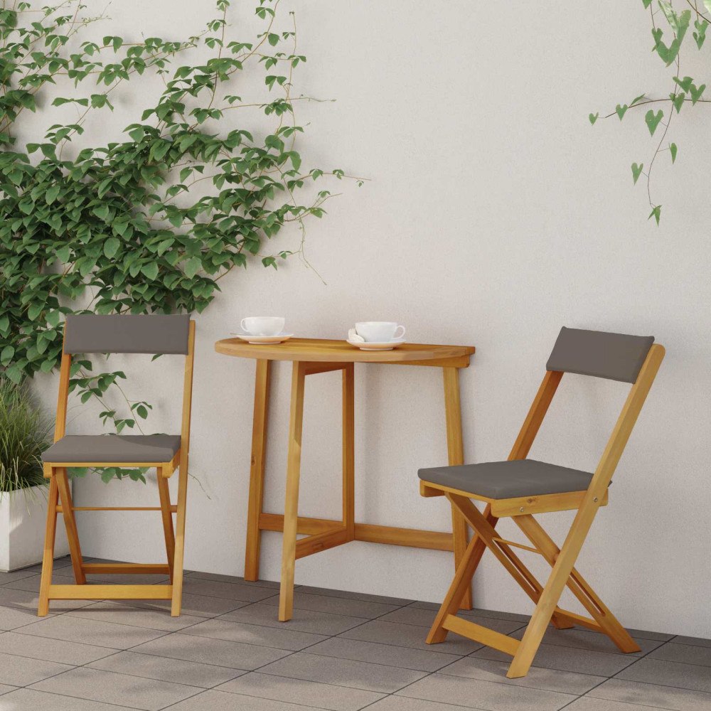 vidaXL Utemöbler Bistro Stolar med kudde 2 pcs Mörkgrå 40 x 53 x 80 cm