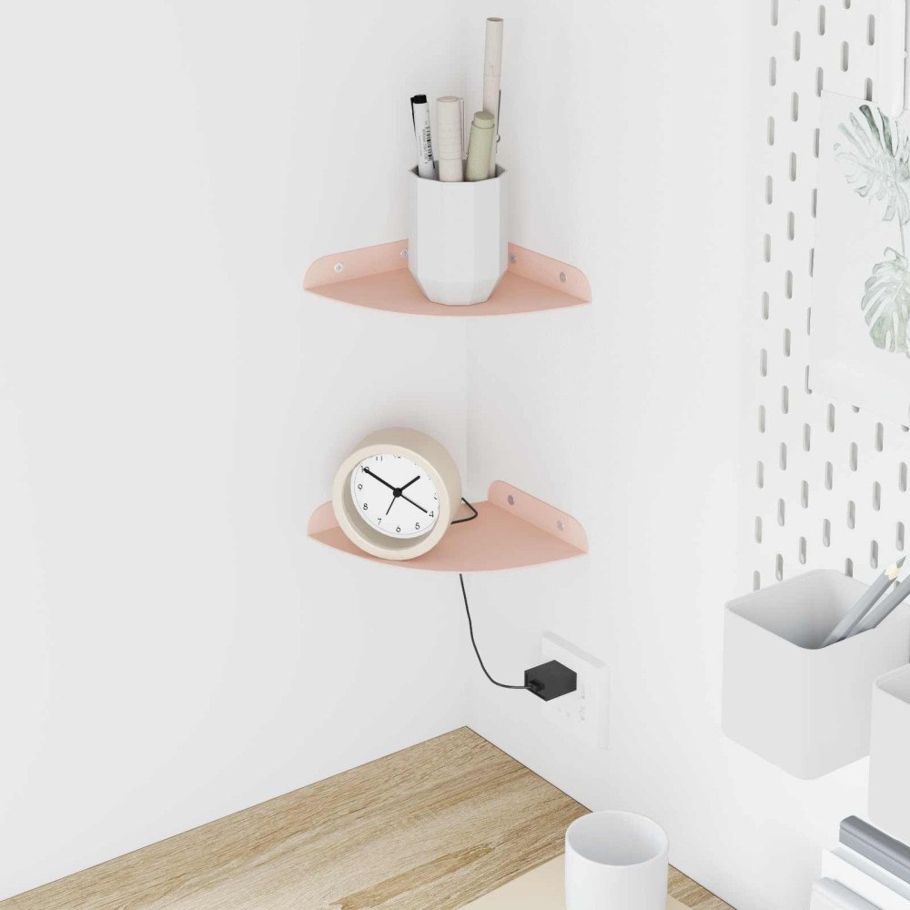 vidaXL Flytande hylla med hylla med lagring 2 pcs Rosa 15 x 15 x 2 cm