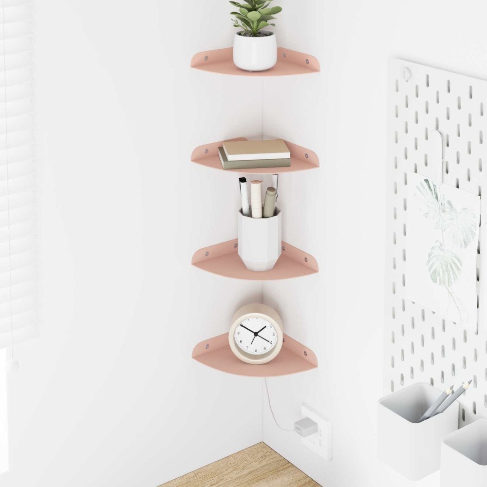 vidaXL Flytande hylla med hylla med lagring 4 pcs Rosa 15 x 15 x 2 cm