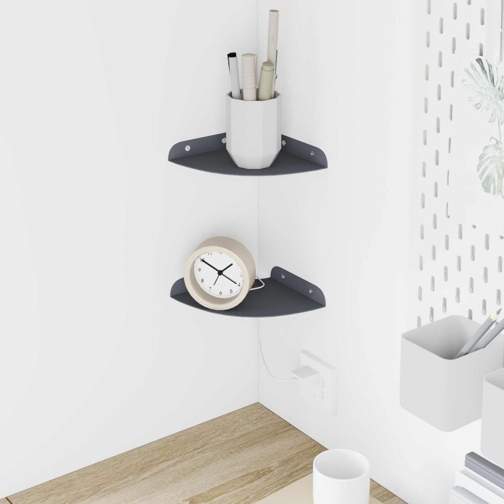 vidaXL Flytande hylla med hylla 2 pcs Antracit 15 x 15 x 2 cm