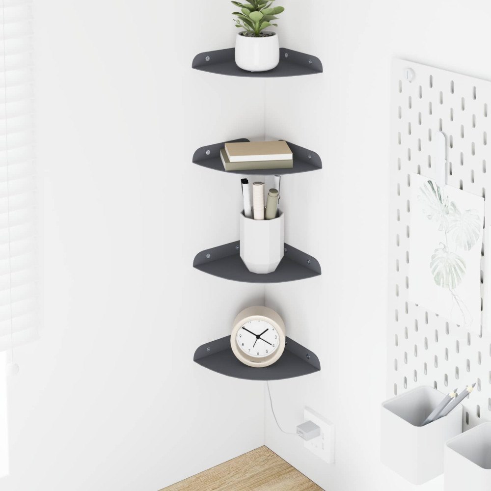 vidaXL Flytande hylla med hylla 4 pcs Antracit 15 x 15 x 2 cm