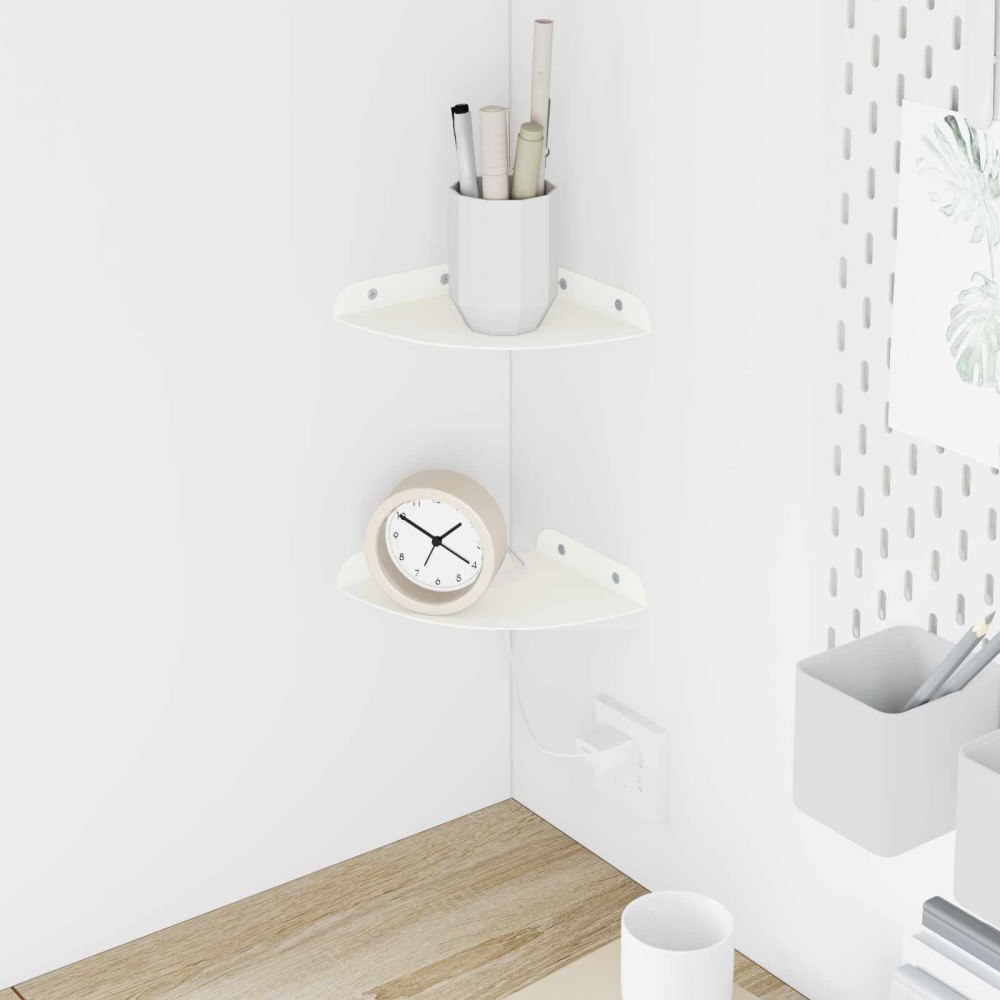 vidaXL Flytande hylla med hylla med lagring 2 pcs Vit 15 x 15 x 2 cm