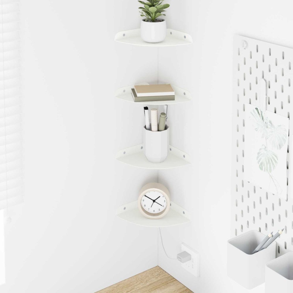 vidaXL Flytande hylla med hylla med lagring 4 pcs Vit 15 x 15 x 2 cm