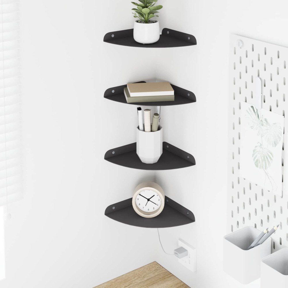 vidaXL Flytande hylla med hylla med lagring 4 pcs Svart 18 x 18 x 2 cm