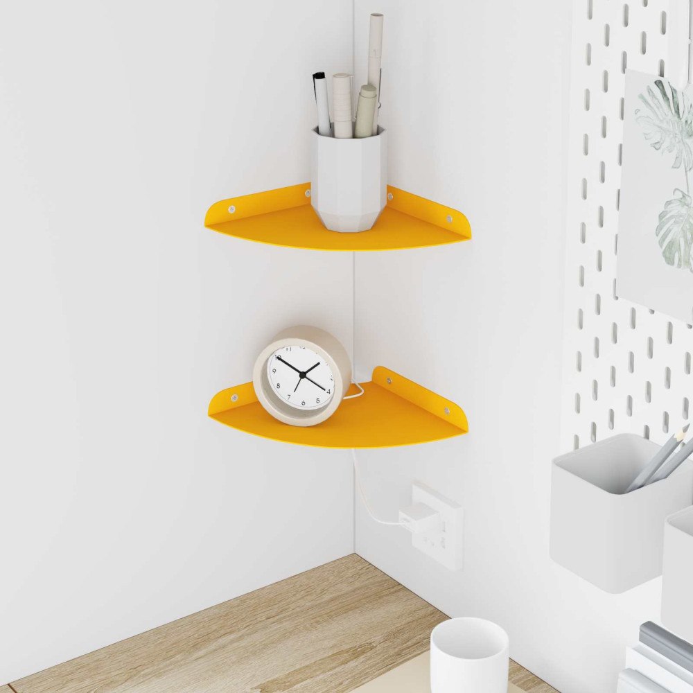 vidaXL Flytande hylla med hylla 2 pcs Senapsgul 18 x 18 x 2 cm