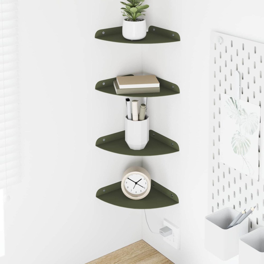 vidaXL Flytande hylla med hylla 4 pcs Olivgrön 18 x 18 x 2 cm