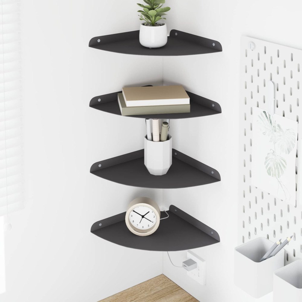 vidaXL Flytande hylla med hylla med lagring 4 pcs Svart 24 x 24 x 2 cm