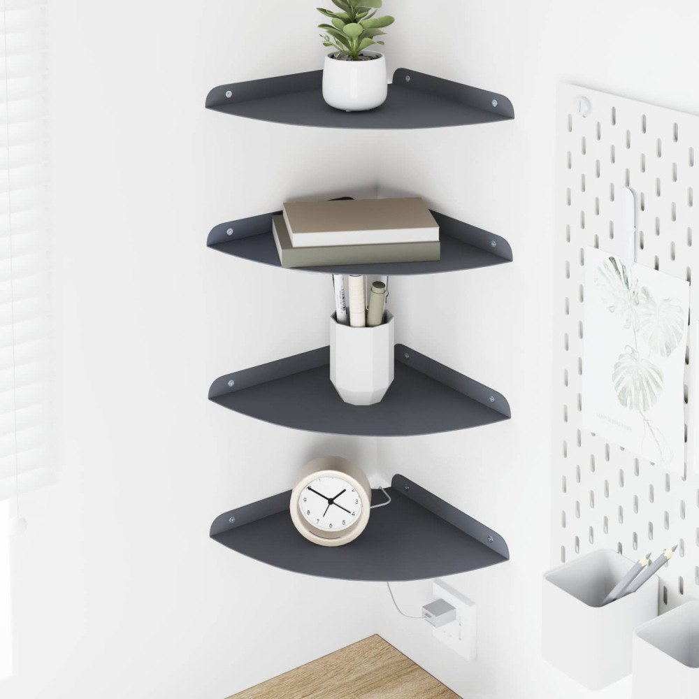 vidaXL Flytande hylla med hylla 4 pcs Antracit 24 x 24 x 2,3 cm