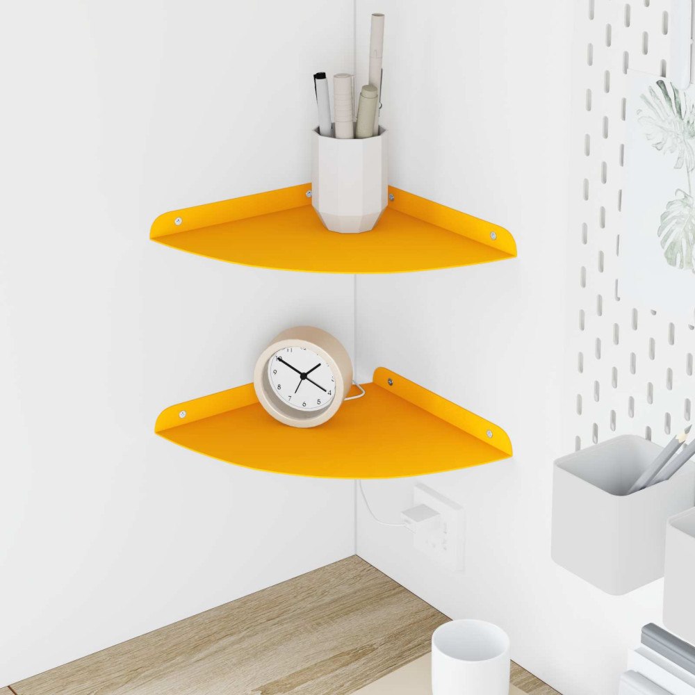 vidaXL Flytande hylla med hylla 2 pcs Senapsgul 24 x 24 x 2 cm