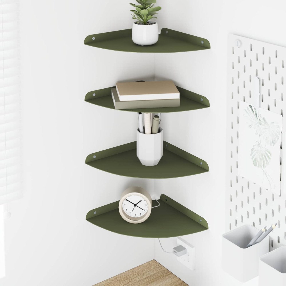 vidaXL Flytande hylla med hylla 4 pcs Olivgrön 24 x 24 x 2 cm