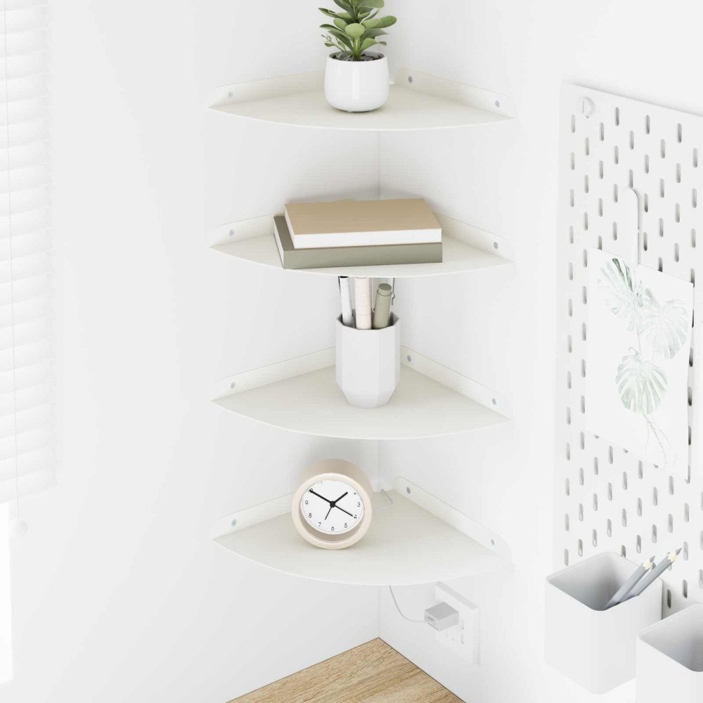 vidaXL Flytande hylla med hylla med lagring 4 pcs Vit 24 x 24 x 2 cm