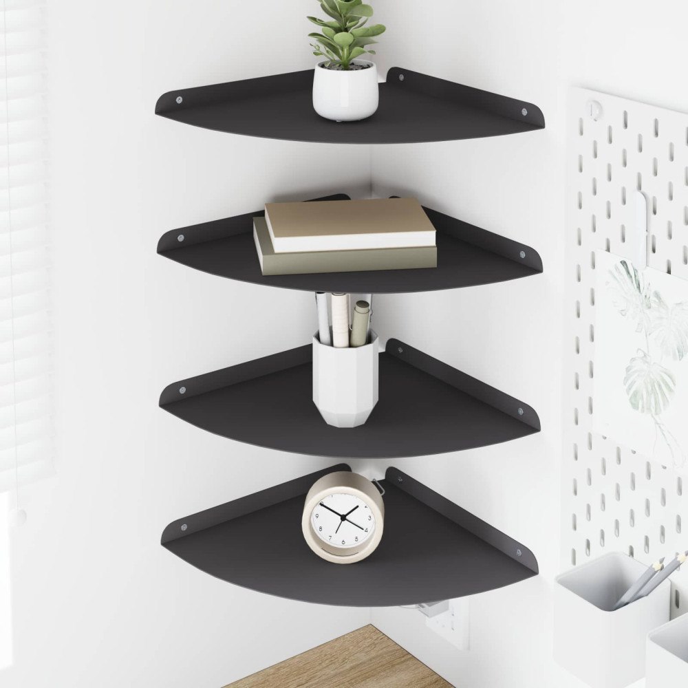 vidaXL Flytande hylla med hylla med lagring 4 pcs Svart 30 x 30 x 2 cm