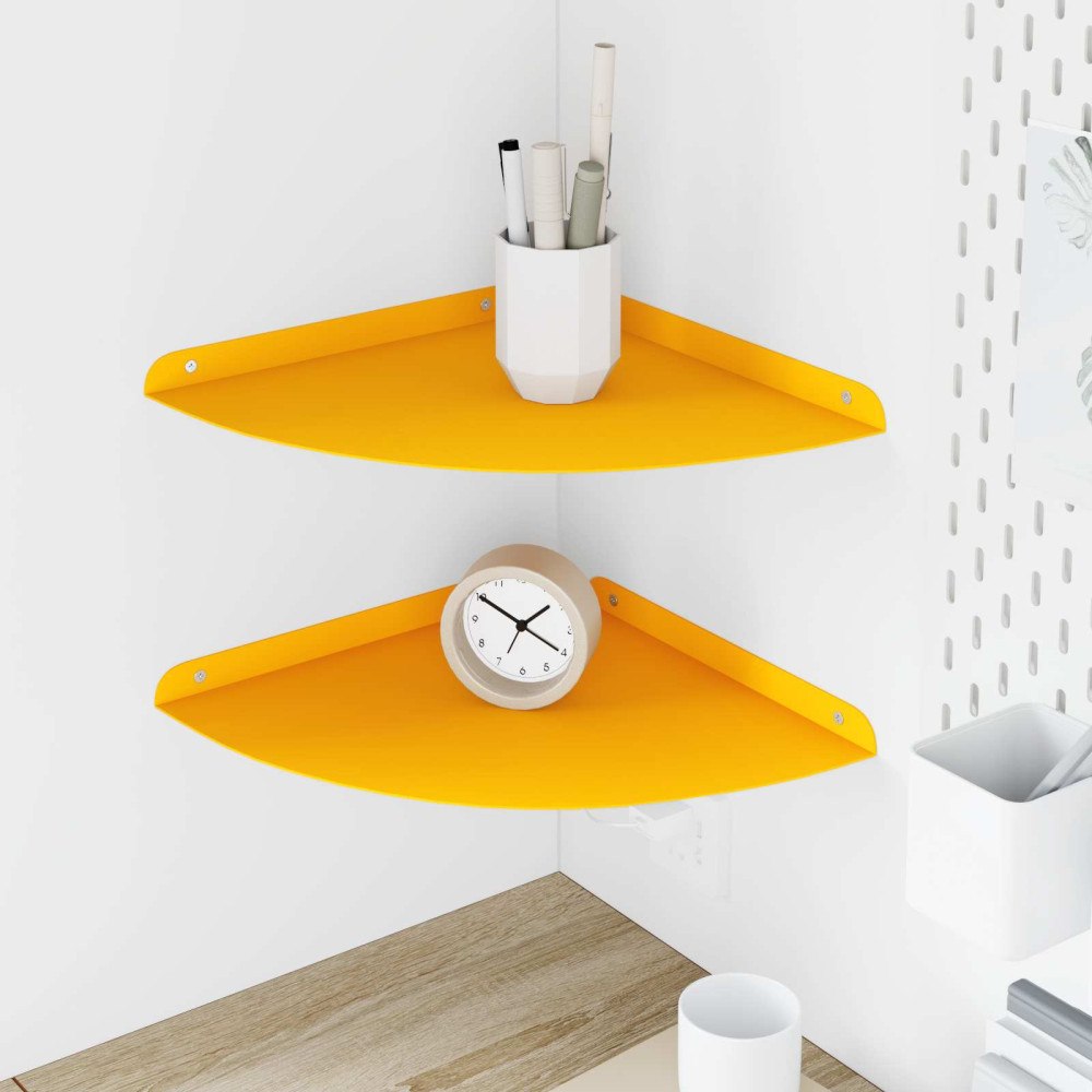 vidaXL Flytande hylla med hylla 2 pcs Senapsgul 30 x 30 x 2 cm