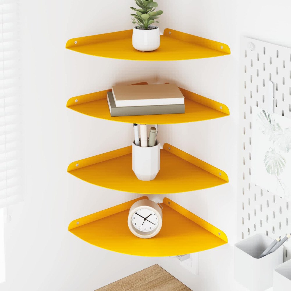 vidaXL Flytande hylla med hylla 4 pcs Senapsgul 30 x 30 x 2 cm