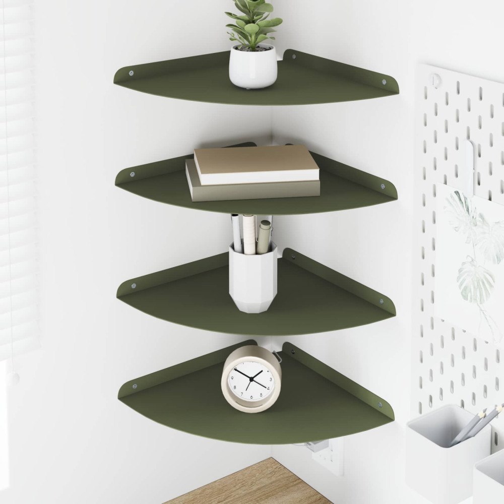 vidaXL Flytande hylla med hylla 4 pcs Olivgrön 30 x 30 x 2 cm