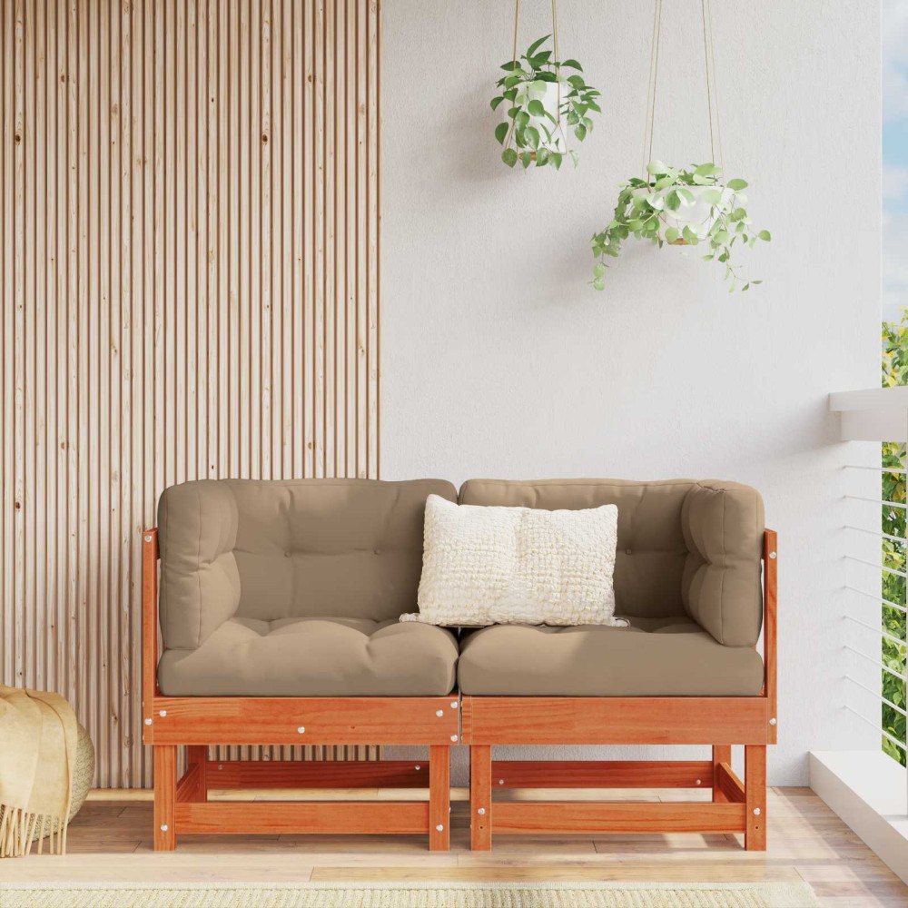 vidaXL 2 Stycke Trädgårdshörnssoffa Massivt furu VaxBrun