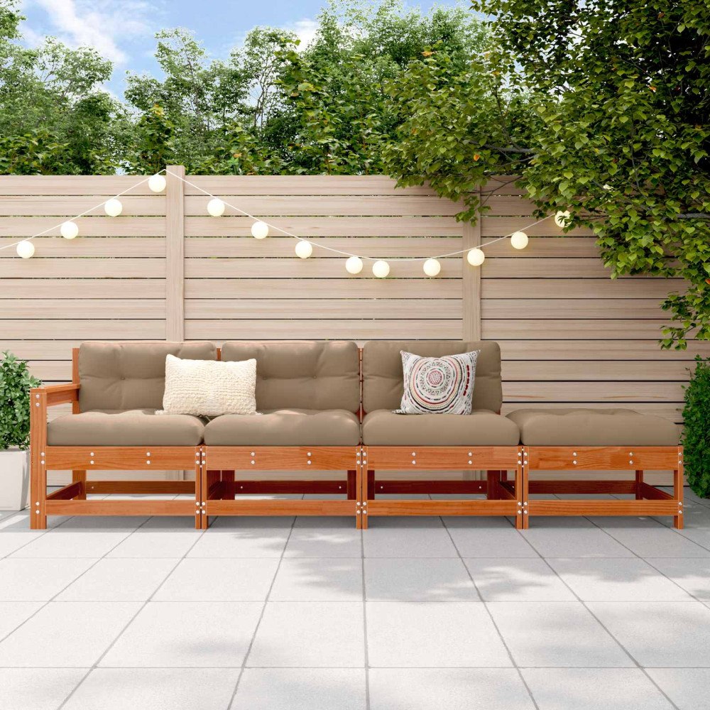 vidaXL Sektionell Soffa Enheter VaxBrun 252 x 62 x 70,5 cm