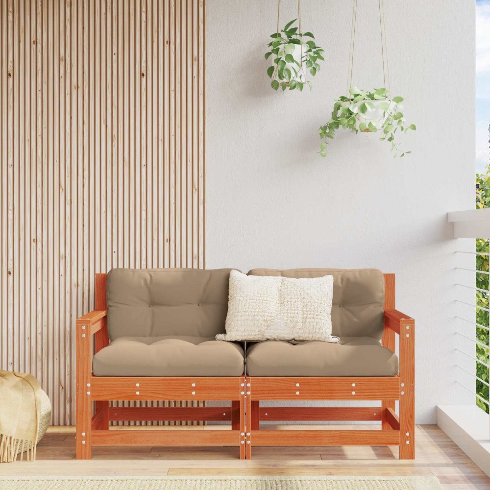 vidaXL Trädgårdshörnssoffa Massivt furu VaxBrun 132 x 62 x 70,5 cm