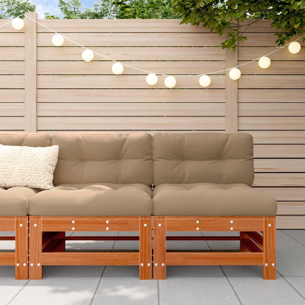 vidaXL Trädgård Mittensoffa Massivt furu VaxBrun