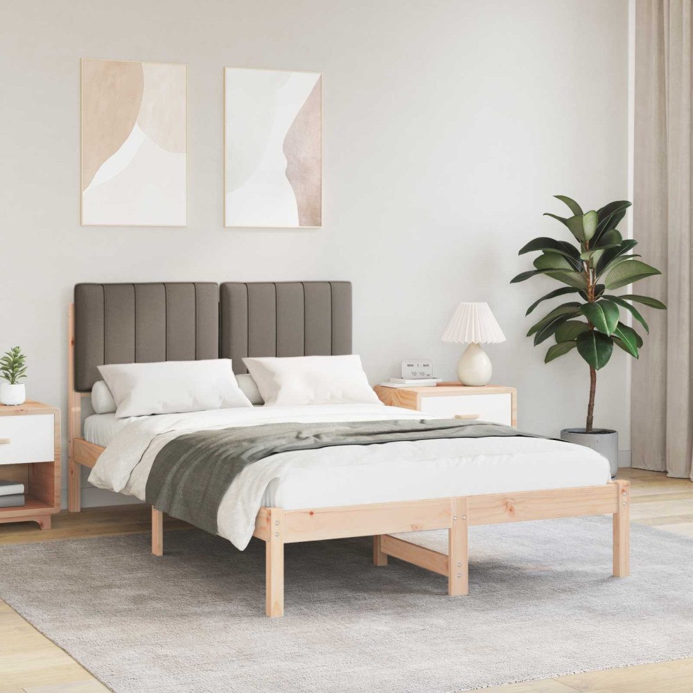 vidaXL Sängram med Klädd Huvudgavel Naturlig och Taupe 120 x 200 cm
