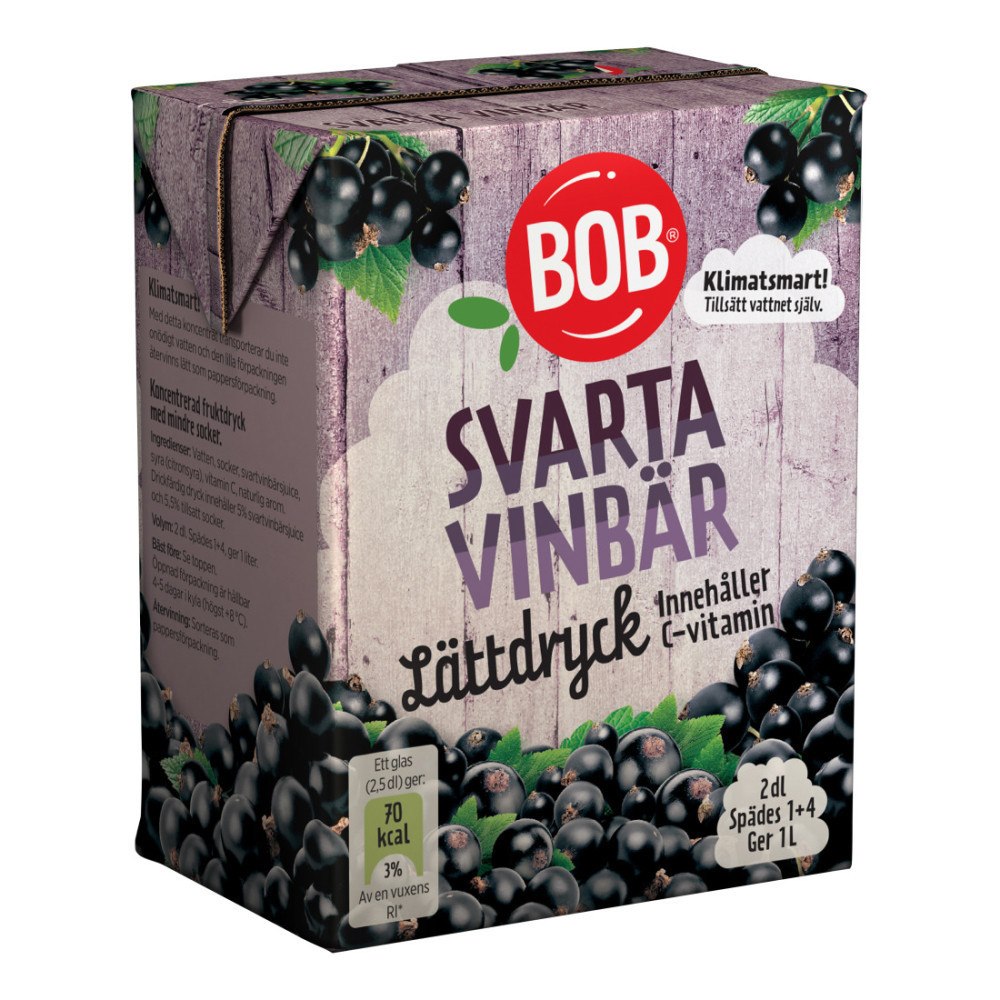 BOB BOB LÄTTDR 2DL SV/VINBÄR