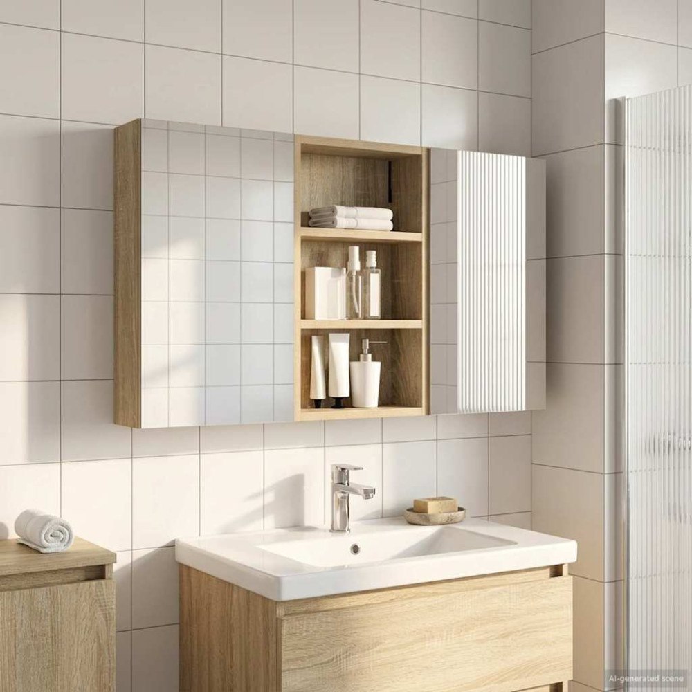 vidaXL Badrumsskåpsset 3 pcs 90 x 10,5 x 50 cm Konstruerat trä