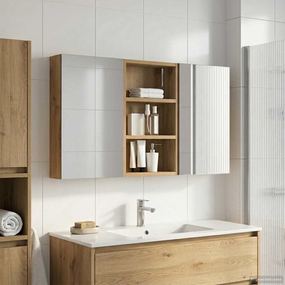 vidaXL Badrumsskåpsset 3 pcs 90 x 10,5 x 50 cm Konstruerat trä