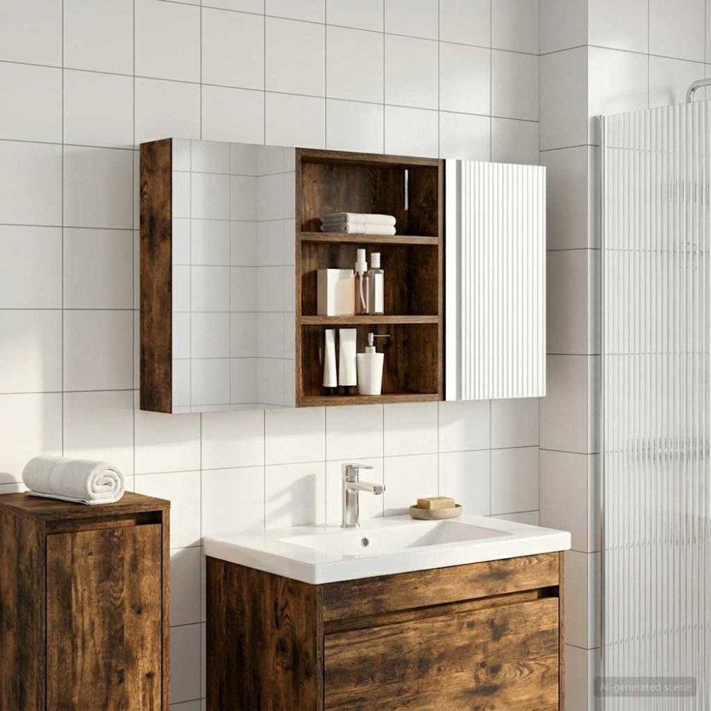 vidaXL Badrumsskåpsset 3 pcs 100 x 10,5 x 50 cm Konstruerat trä