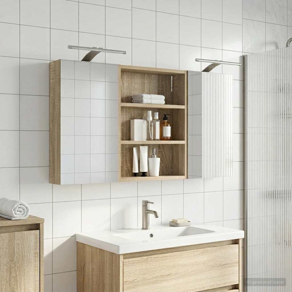 vidaXL Badrumsskåpsset 3 pcs 100 x 10,5 x 50 cm Konstruerat trä