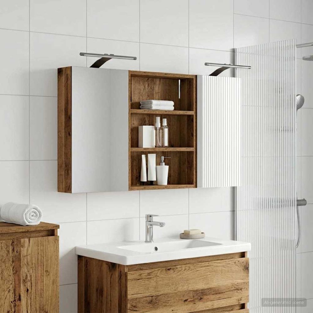 vidaXL Badrumsskåpsset 3 pcs 100 x 10,5 x 50 cm Konstruerat trä