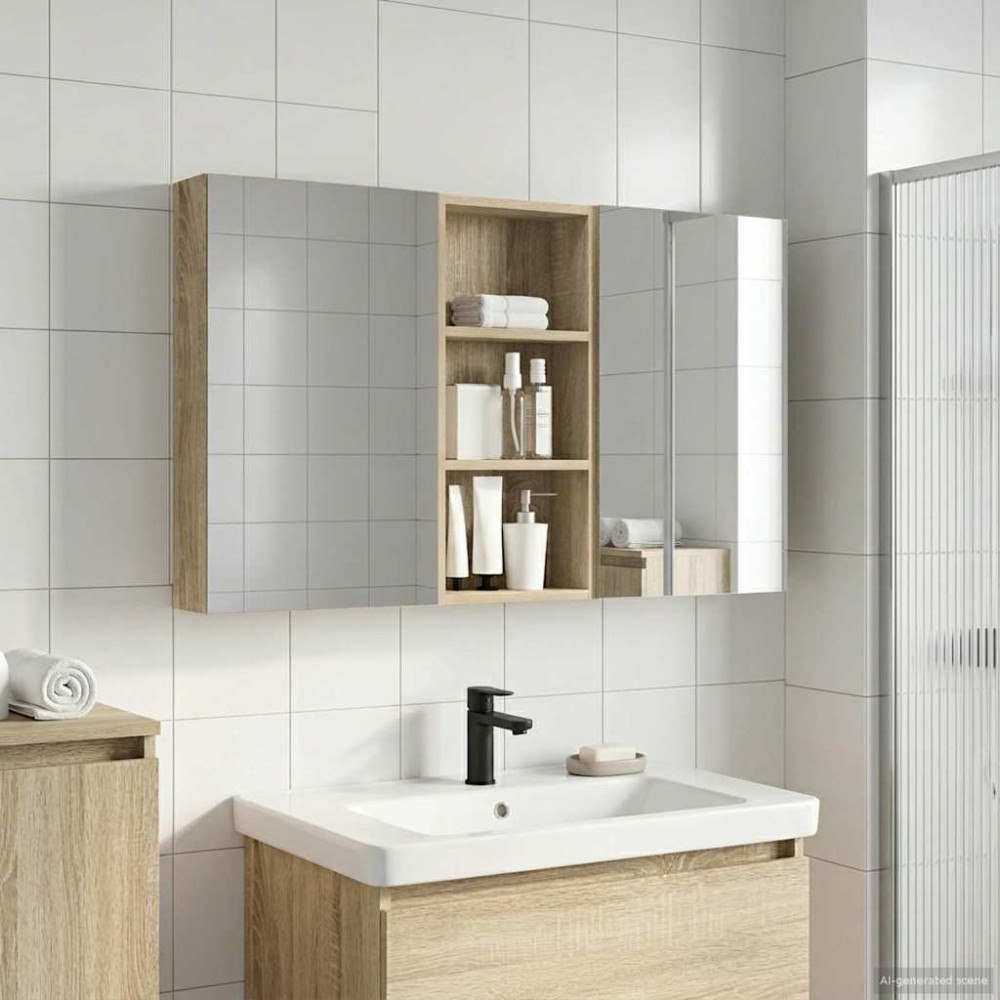 vidaXL Badrumsskåpsset 3 pcs 110 x 10,5 x 60,5 cm Konstruerat trä