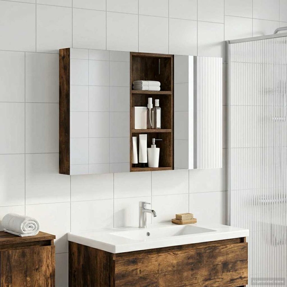 vidaXL Badrumsskåpsset 3 pcs 110 x 10,5 x 60,5 cm Konstruerat trä