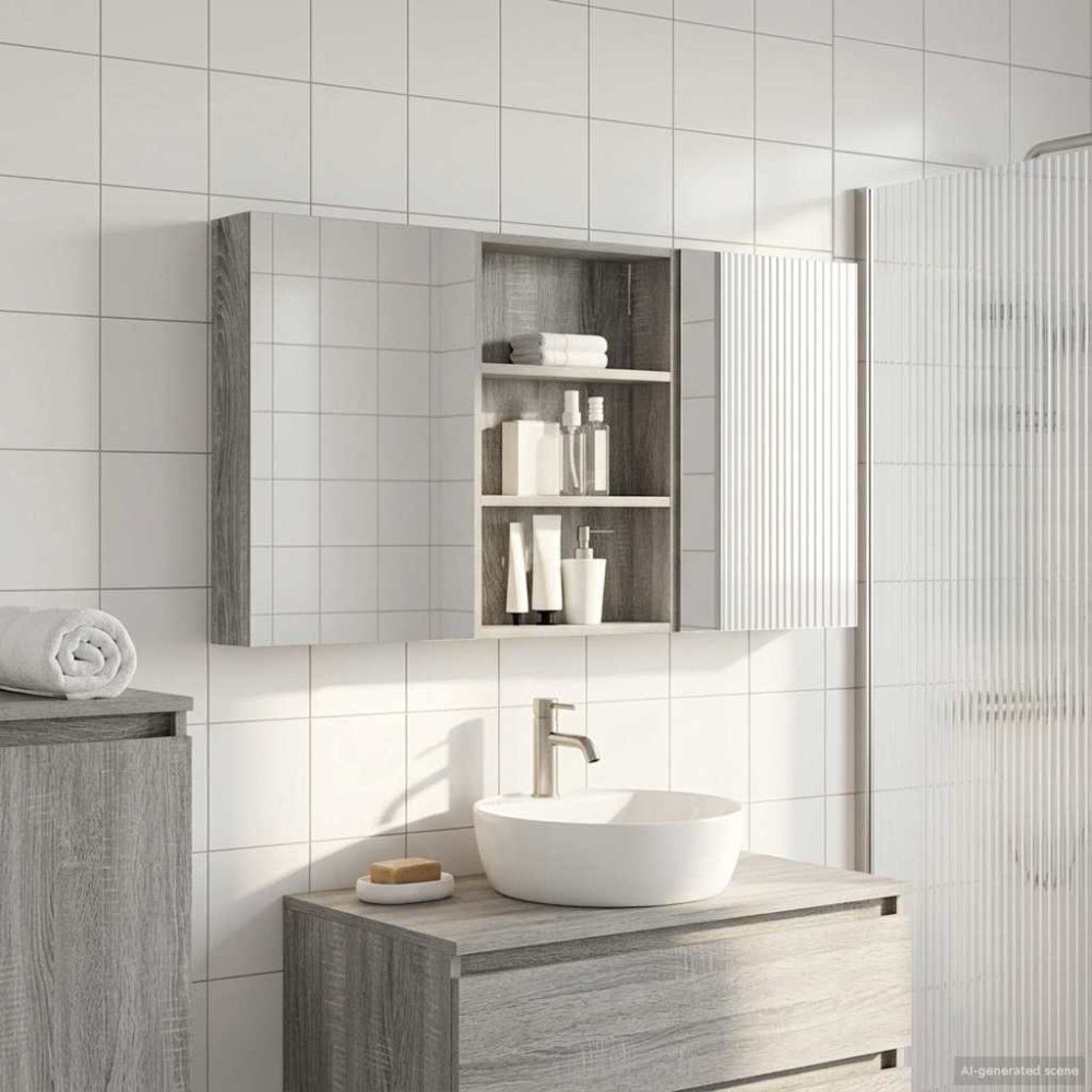 vidaXL Badrumsskåpsset 3 pcs 120 x 10,5 x 60,5 cm Konstruerat trä