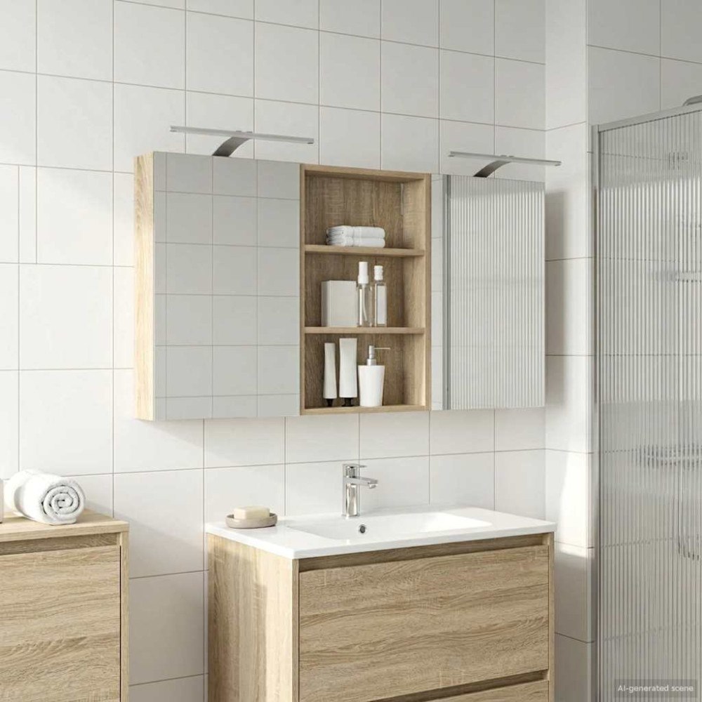 vidaXL Badrumsskåpsset 3 pcs 120 x 10,5 x 60,5 cm Konstruerat trä