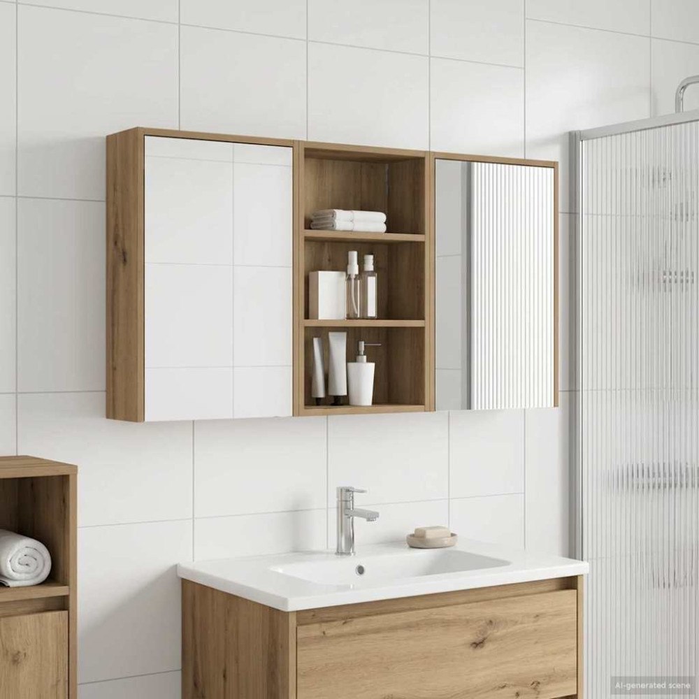 vidaXL Badrumsskåpsset 3 pcs 126 x 16 x 62.5 cm Konstruerat trä
