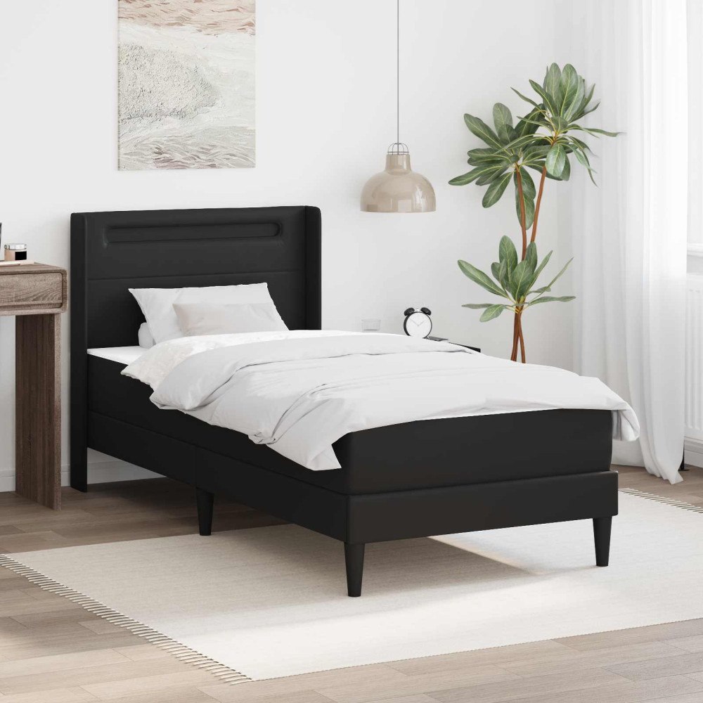 vidaXL Sängram med madrass Svart 80 x 200 cm Konstläder