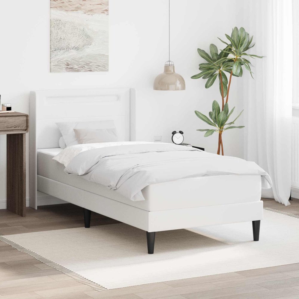 vidaXL Sängram med madrass Vit 90 x 200 cm Konstläder