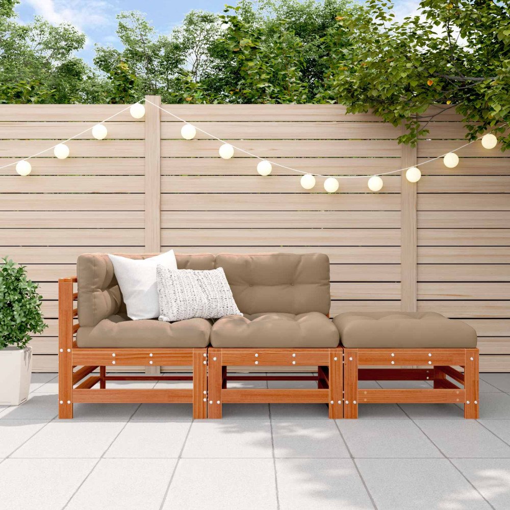 vidaXL Trädgård loungemöbler 3 pcs Vaxad brun Massiv furu