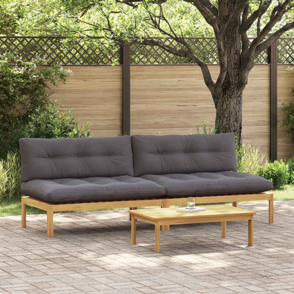 vidaXL Mellansoffa Ljust akaciet och mörkgrå 240 x 80 x 82 cm
