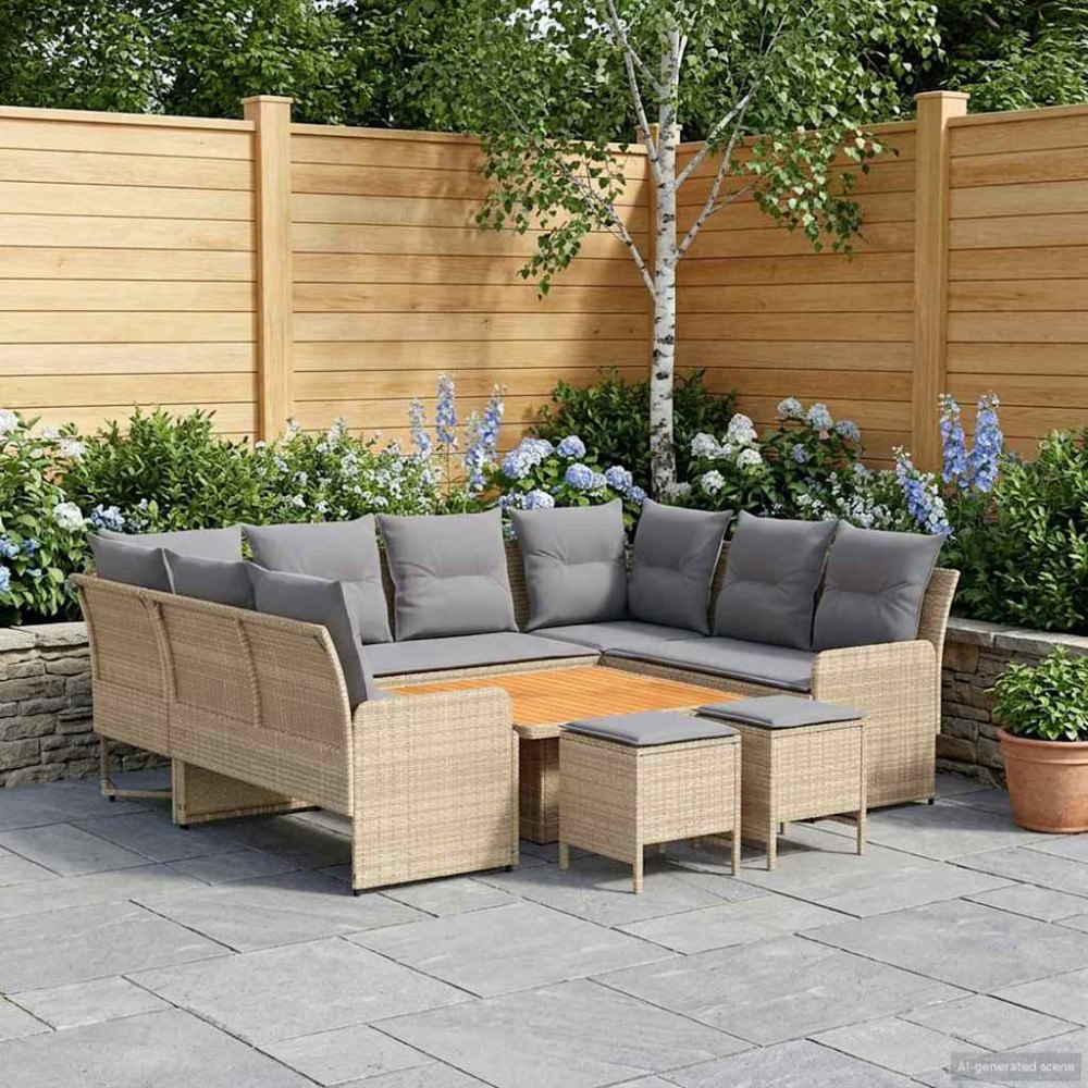 vidaXL Möbelset med kudde 8 pcs Beige och Ljusgrå PE Rattan