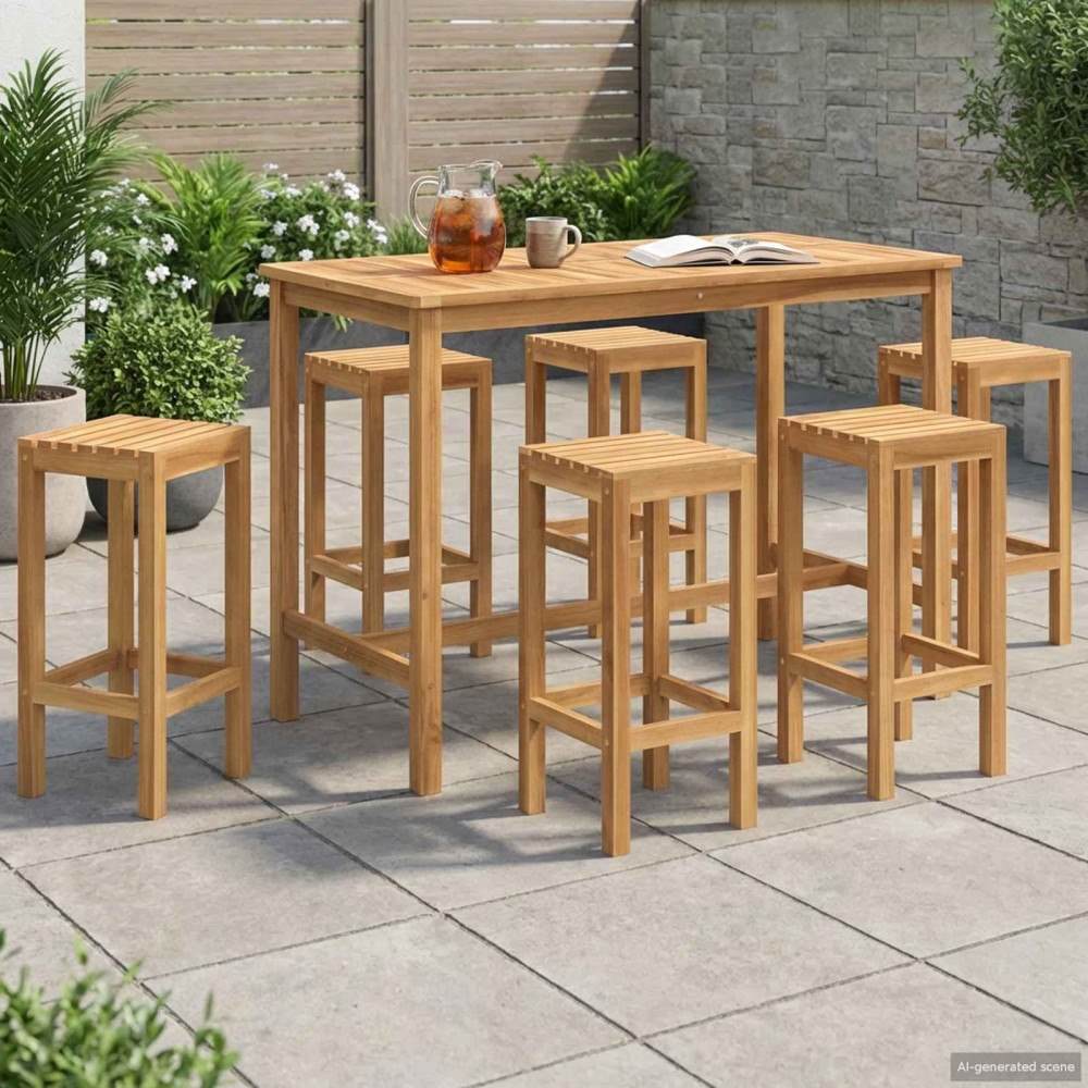 vidaXL Utomhus Bar Set 7 pcs Obehandlad Massivt teakträ