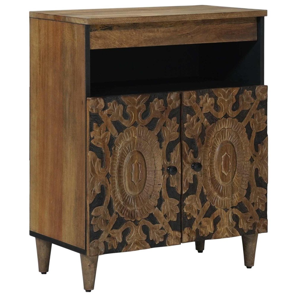 vidaXL Sideboard med lagring Brun 60 x 33,5 x 75 cm Massivt mangoträ